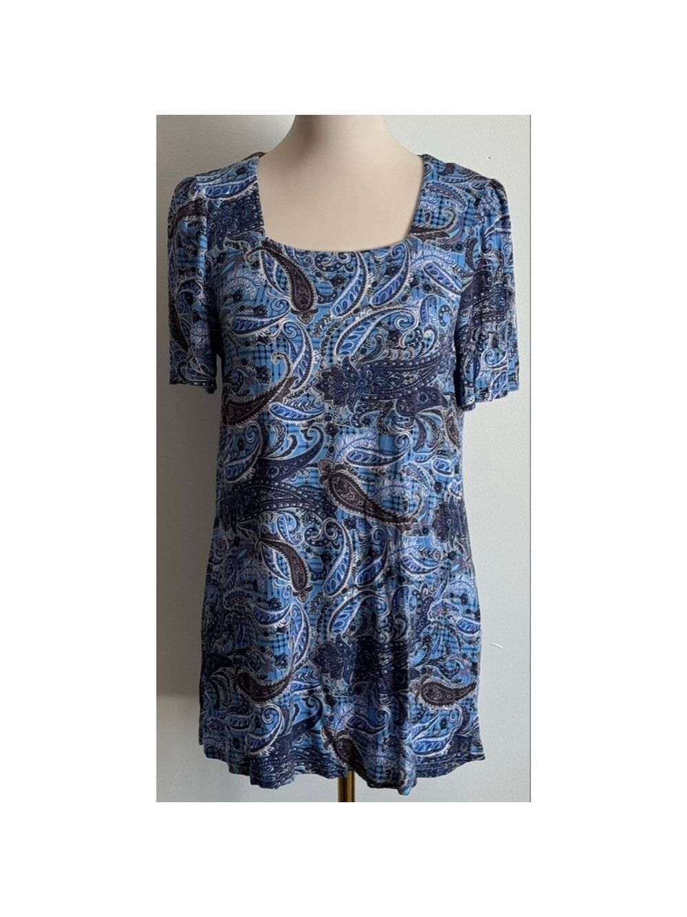 Women's TAOHUADAO Blue Paisley Tunic Top M